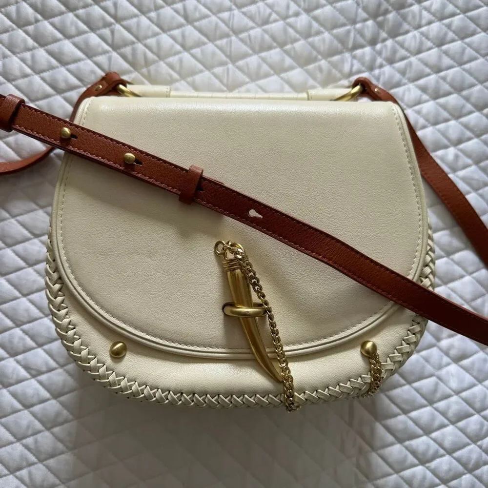 Sancia Babylon Bar Tooth Bag in Ecru & Whiskey